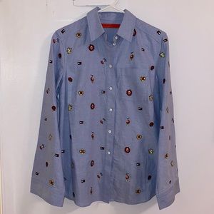 Tommy Hilfiger Runway Collection Embroidered Button Down Shirt Size 4